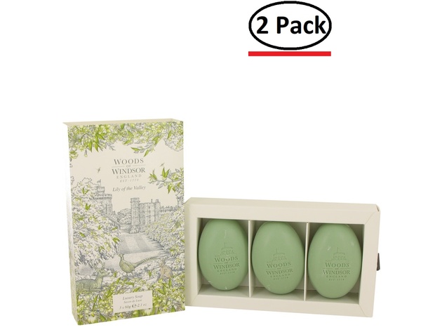 Lily of the Valley (Woods of Windsor) by Woods of Windsor Three 2.1 oz Luxury Soaps 2.1 oz for Women (Package of 2)