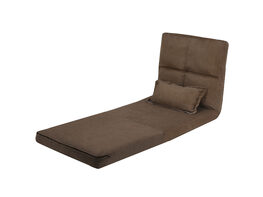 Costway Fold Down Chair Flip Out Lounger Convertible Sleeper Couch Futon Bed w/ Pillow - Coffee