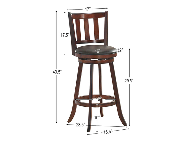 Costway Set of 2 29.5'' Swivel Bar stool Leather Padded Dining Kitchen Pub Bistro Chair - Nut-Brown