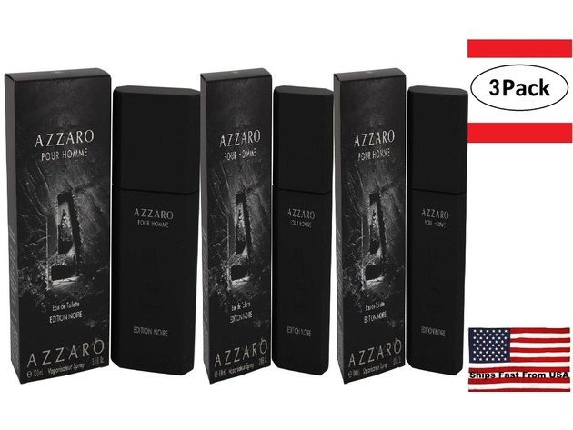 3 Pack Azzaro Pour Homme Edition Noire by Azzaro Eau De Toilette Spray 3.4 oz for Men