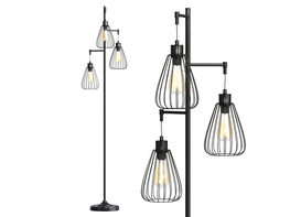 Costway 67''Industrial 3-Light Floor Lamp Metal Standing Tree Lighting Bedroom Office - Black