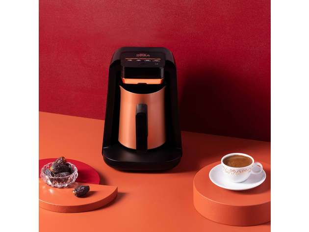 Arzum Okka Rich Automatic Turkish Coffee and Hot Beverage Maker, Velvetiser, 120V, Black/Copper