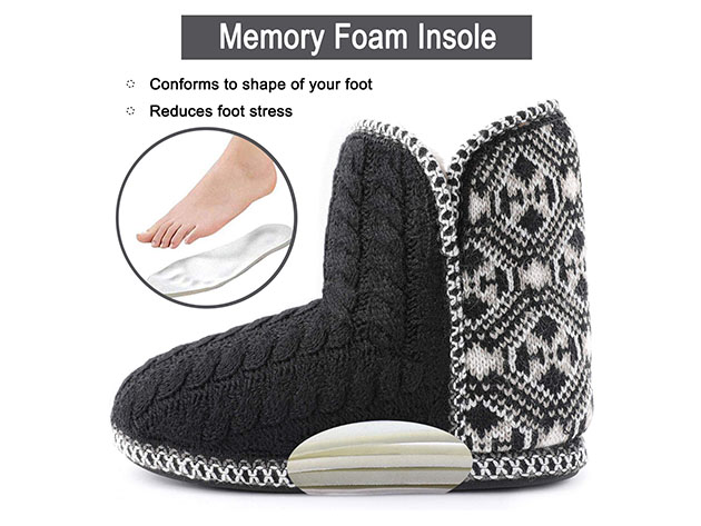 RockDove Womens Cheyenne Cable Knit Indoor Bootie Slipper