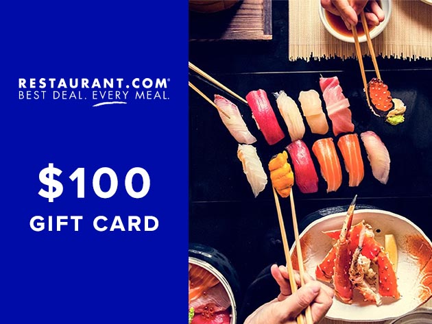 $100 Restaurant.com电子礼品卡