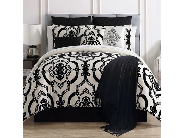 VCNY Home Zuri 14 Piece Comforter Set Queen Black
