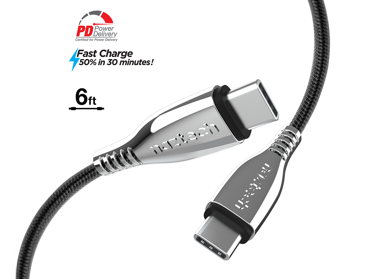 Naztech 6ft Titanium USB-C to USB-C Braided Cable