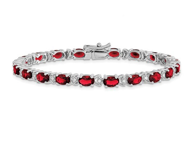 Lab Created Ruby Bracelet 10.80 Carat (ctw) in 14K White Gold