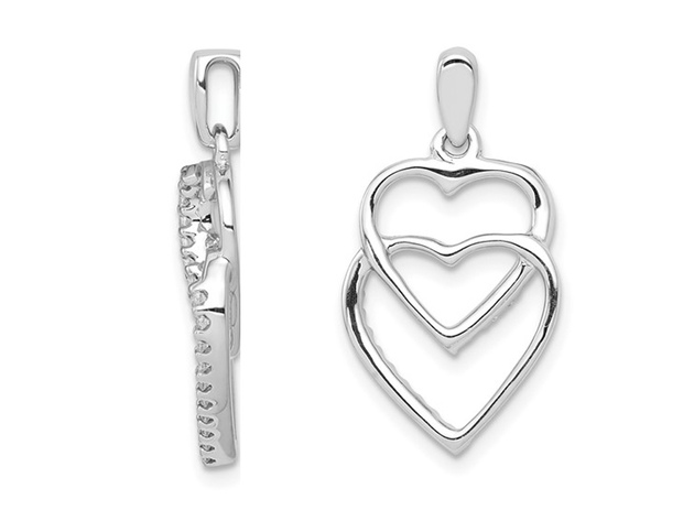 1/10 Carat (ctw) Diamond Heart Pendant Necklace in 14K White Gold with Chain