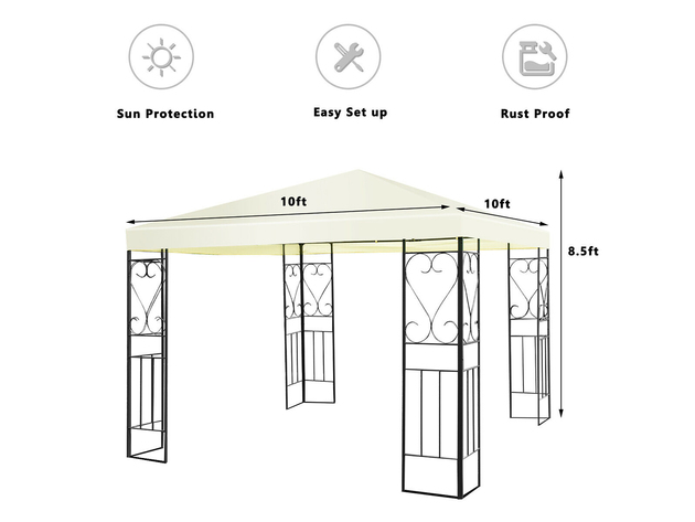 Costway 10'x10' Steel Frame Patio Gazebo Canopy Tent Shelter Patio Party Awning - Beige