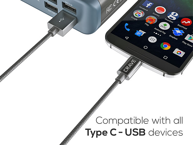 Crave USB-A to USB-C Cable (Slate)