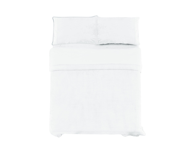 SPYDER Insulated Warm Fleece Flannel Plush Sheet Set  Pillow Case  Flat & Fitted Sheet - Queen White