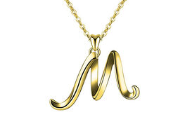 Rachel Glauber 18k Gold Plated Initial Necklace (Letter M)
