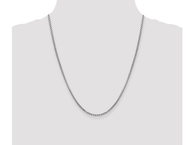 14K White Gold Box Chain Necklace 22 Inches (2.45mm)