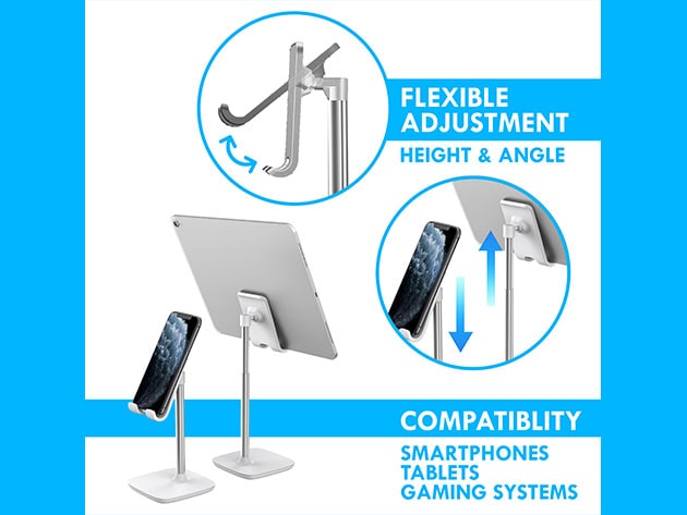 Aduro Elevate Phone & Tablet Holder Stand (White)