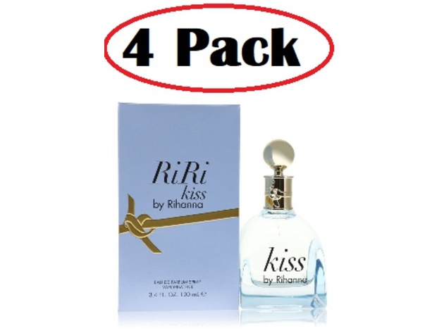 4 Pack of Rihanna Kiss by Rihanna Eau De Parfum Spray 3.4 oz