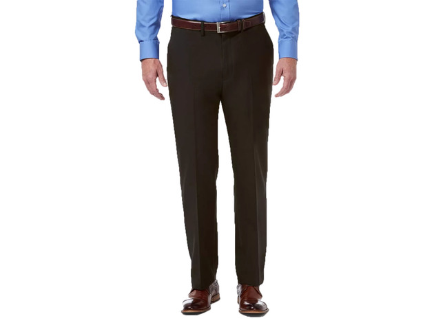 Haggar Men's Big & Tall Premium Comfort Classic Fit Flat Front Dress Pants Black Size 46x36