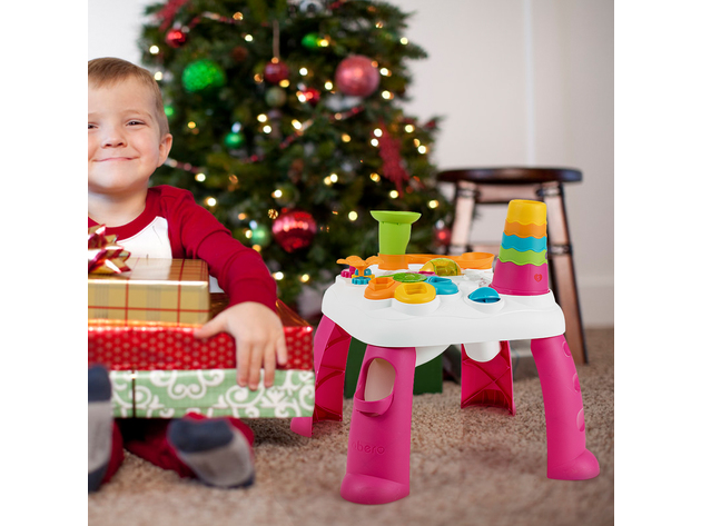 Costway 2 in 1 Learning Table Toddler Activity Center Sit to Stand Play BluePink - Pink (As Picture Shows)