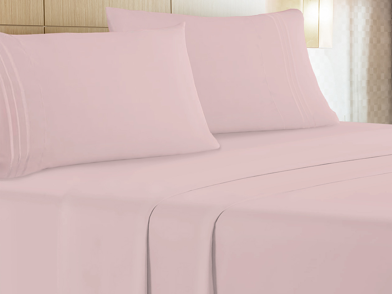 The Luxe 4-Piece Microfiber Bed Sheet Set (Pink/King)