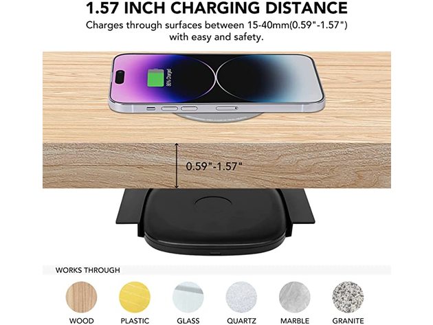 10W Under Desk & Furniture Invisible Wireless Charger For iPhone