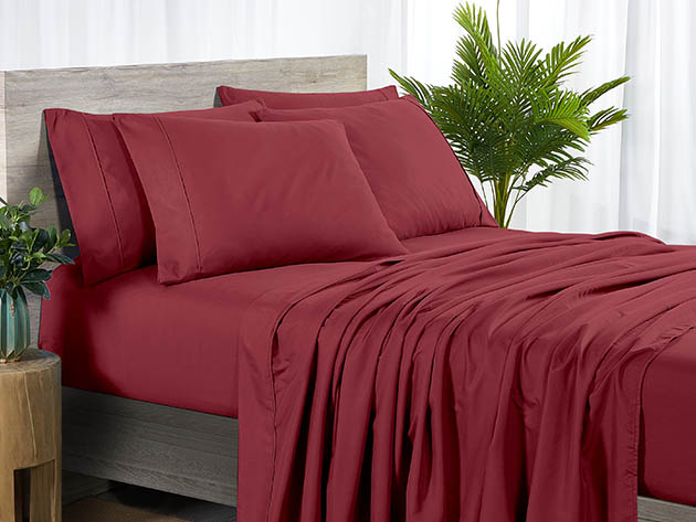 Bamboo 2000 Count 6-Piece Sheet Set with SnugGrip (Raspberry/Twin XL)