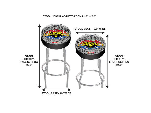 Arcade1up STRTFHTSTOOL Street Fighter Adjustable Stool