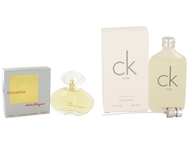 Gift set  Incanto by Salvatore Ferragamo Eau De Parfum Spray 3.4 oz And  CK ONE EDT Pour/Spray (Unisex) 1.7 oz