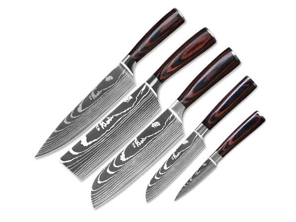 Kitchen Knife Set Japanese Damascus Pattern Stainless Steel Profi Chef's  Knives