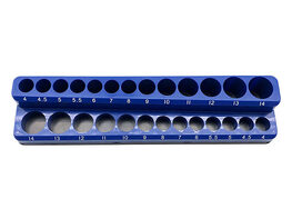 Taj Tools Socket Holder (Blue/26-Hole, 1/4" Metric Magnetic)