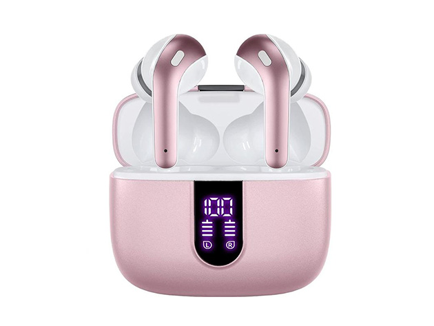 Just Jams Bluetooth Earbuds with USB Charging Case (Rose)