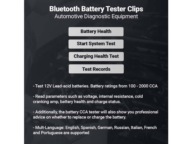 Bluetooth Car Battery Tester Scan Tool for Smartphone Vehicle Diagnostic Equipment 