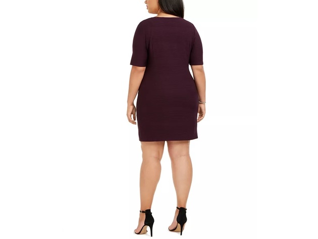 Connected Women's Plus Size Zigzag Sheath Dress Purple Size Small