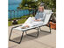 Costway Folding Beach Lounge Chair Heightening Design Patio Lounger w/ Pillow - Grey
