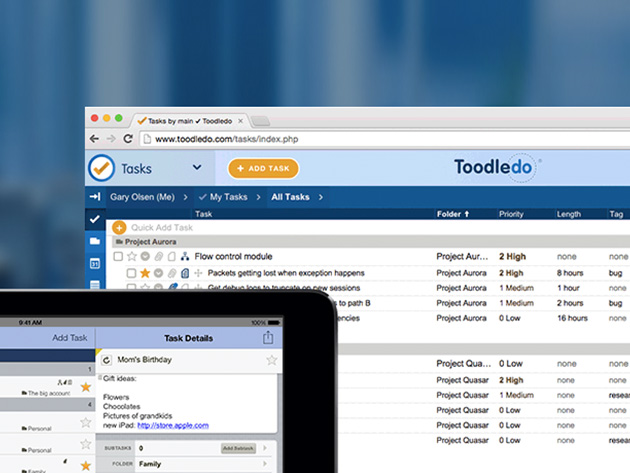 Toodledo Plus Online Task Manager: 5-Yr Subscription