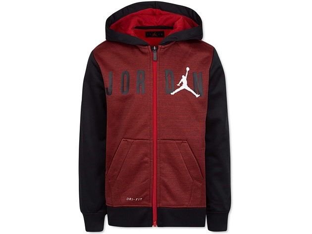 Nike Air Jordan Big Boys Dri-FIT Streak Zip-Up Hoodie Red Size 7