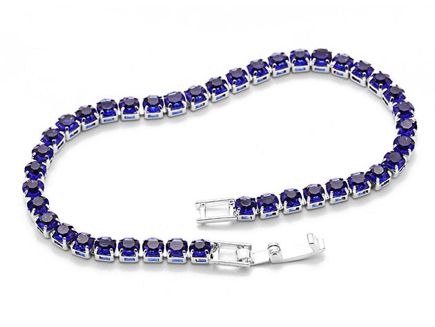 Multi-Layered Cubic Zirconia Tennis Bracelet (Blue)