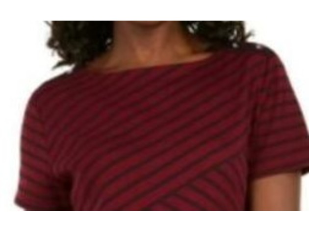Karen Scott Women's Asymmetrical Striped Top Red Size Large