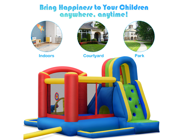 Costway Inflatable Kid Bounce House Slide Climbing Splash Pool Jumping Castle