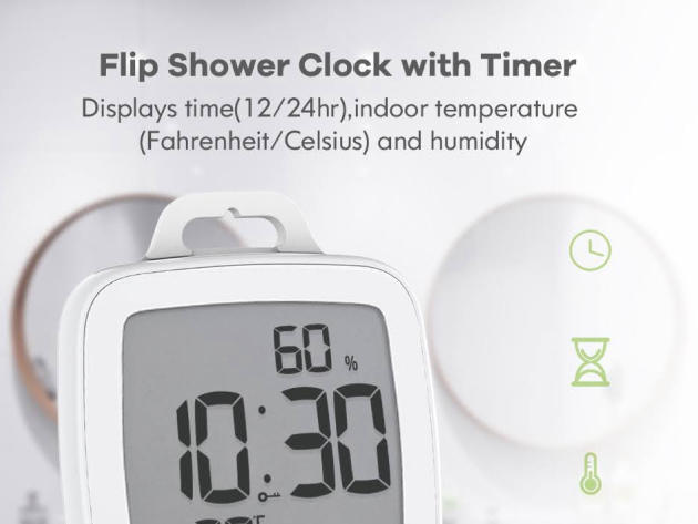 BALDR Digital Shower Clock with Timer (White)