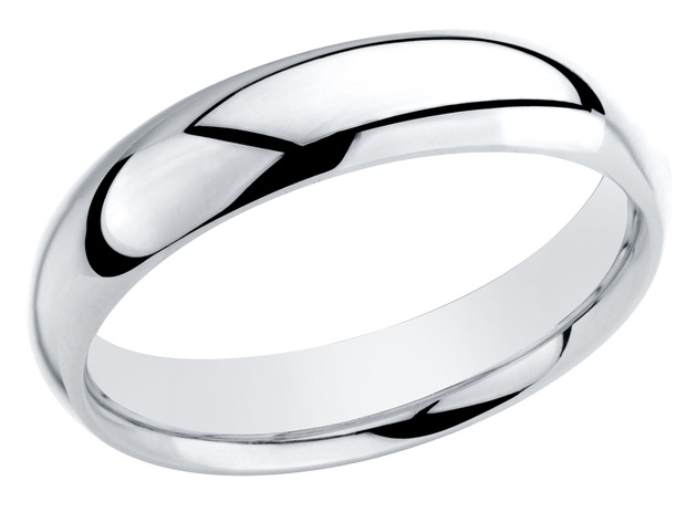 Ladies or Mens 14K White Gold 5mm Wedding Band - 9