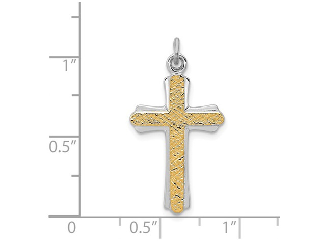 Sterling Silver with 18K Gold Cross Pendant Necklace with Chain