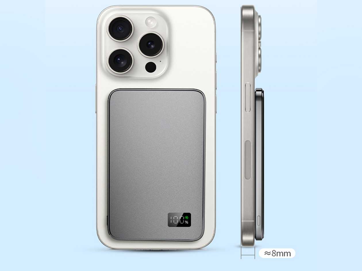 SpeedyMag 5000mAh Ultra Thin 3-in-1 Magnetic Wireless Charger (Silver)