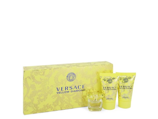 Versace Yellow Diamond by Versace Gift Set -- 0.17 oz Mini EDP + 0.8 oz Body Lotion + 0.8 oz Shower Gel