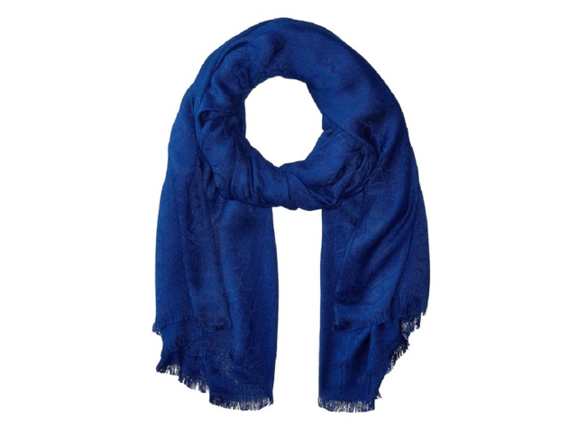 Calvin Klein Women's Ck Logo 2 In 1 Pashmina Wrap Scarf Blue