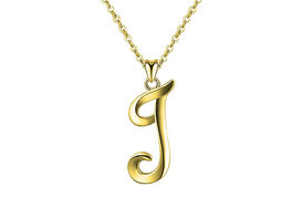 Rachel Glauber 18k Gold Plated Initial Necklace (Letter J)