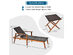 Costway 3 Piece Patio Rattan Lounge Chair Chaise Set Wooden Frame Folding Table - Mix Brown