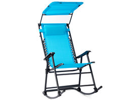 Costway Folding Rocking Chair Rocker Porch Zero Gravity Furniture Sunshade Canopy - Light Blue