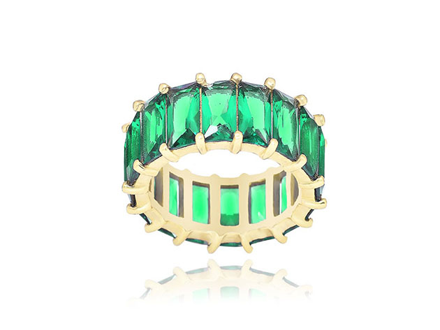 14K Gold Plated Green Eternity Ring (Size 9) | StackSocial