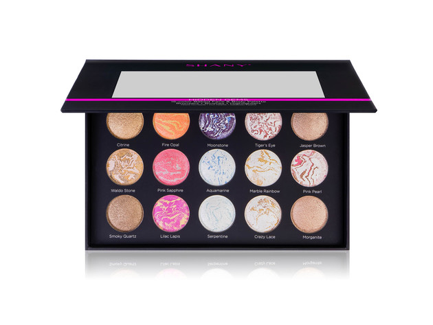 SHANY Hidden Gems 15-Color Face & Body Baked Makeup Palette - 9 Baked Highlighters, 3 Baked Blushes, and 3 Baked Bronzers - Baked Face Powder Kit