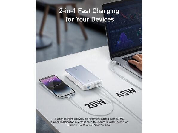 Anker 537 Power Bank (PowerCore 24K for Laptop) White