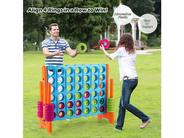 Costway Jumbo 4-to-Score 4 in A Row Giant Game Set Indoor Outdoor Kids Adults Family Fun - Blue/Orange